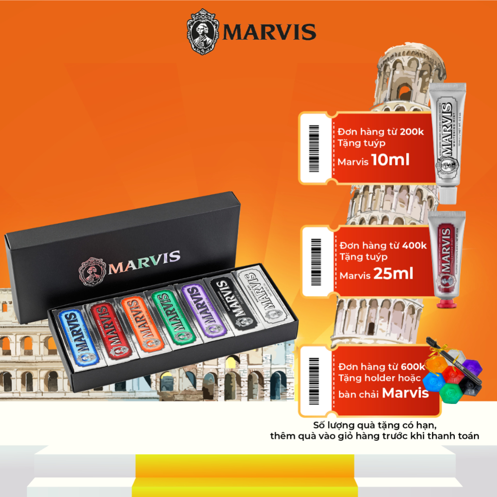 Marvis Toothpaste Set Of 7 Tubes 25ML MARVIS 7 FLAVOURS BOX 25ML