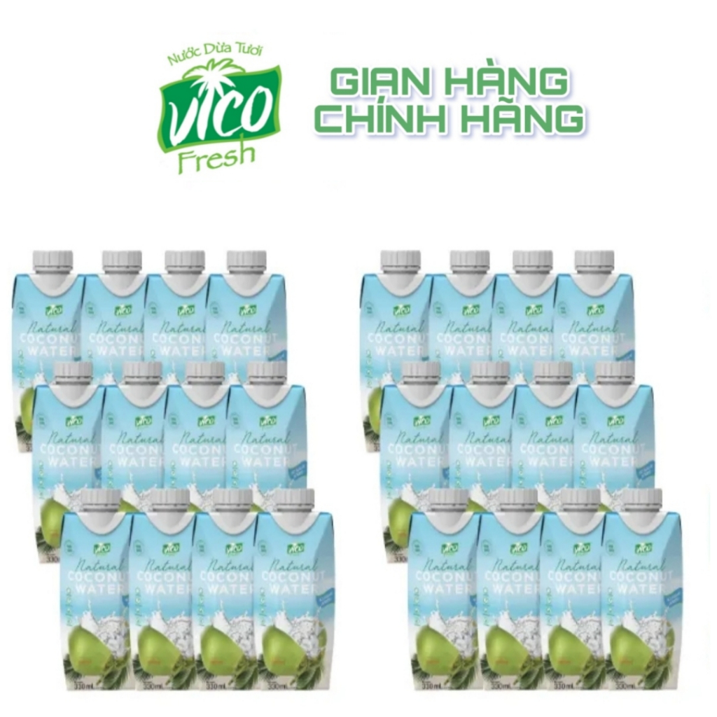 Carton of 24 Boxes of Vico Natural pure unsweetened coconut water 330ml ...