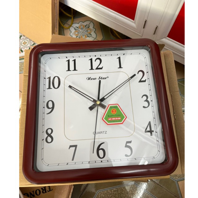 Newstar N59 wall clock with brown border and square face | Shopee Singapore