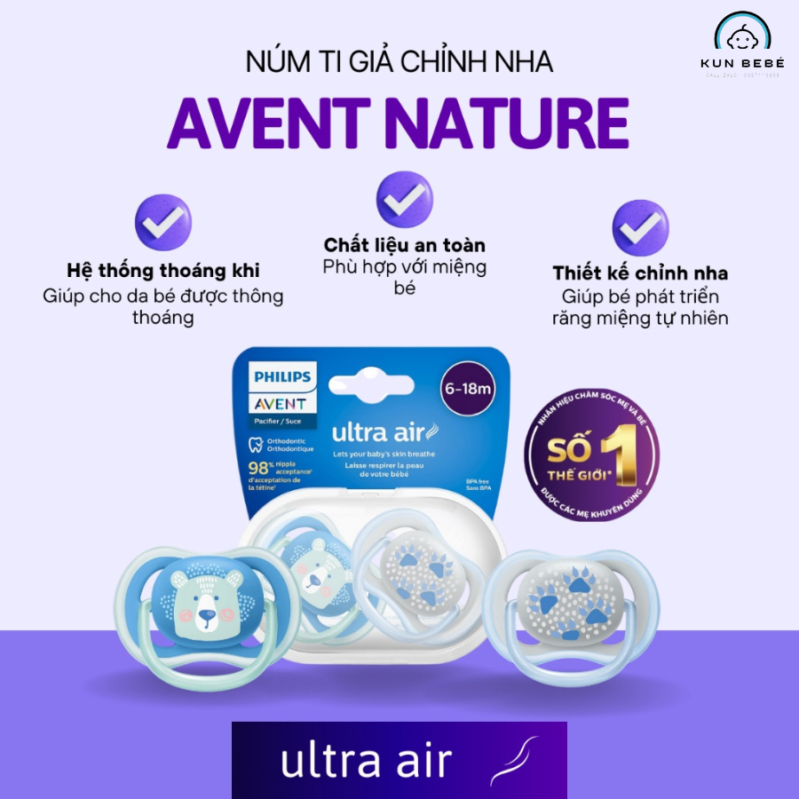 Avent Ultra Air, Ultra Soft genuine orthodontic flat head pacifier for ...