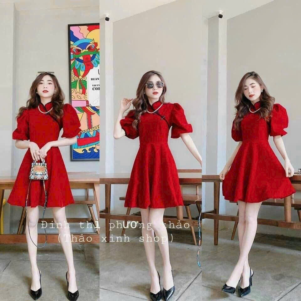 [CNY 2024] Umi neck puffy sleeves puffy dress with spread skirt style