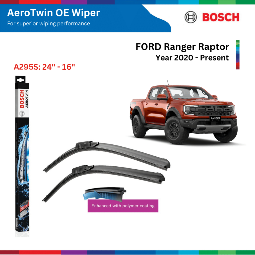 Ford Ranger Raptor Rain Wiper (20), Bosch AeroTwin OE Set A295S, Ranger Wiper, Bosch Car Spare