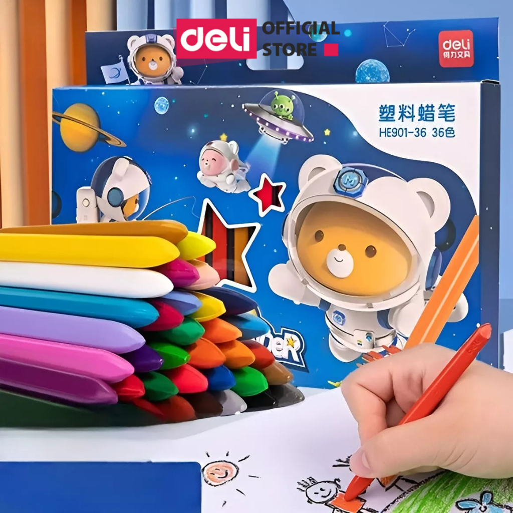 (New Model) Organic Crayons For Babies To Practice Drawing DELI 12 / 24 / 36 Colors Shopee
