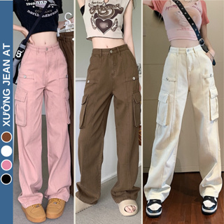 Autumn Harajuku Vintage Low Waisted Cargo Pants Brown Y2K Women's