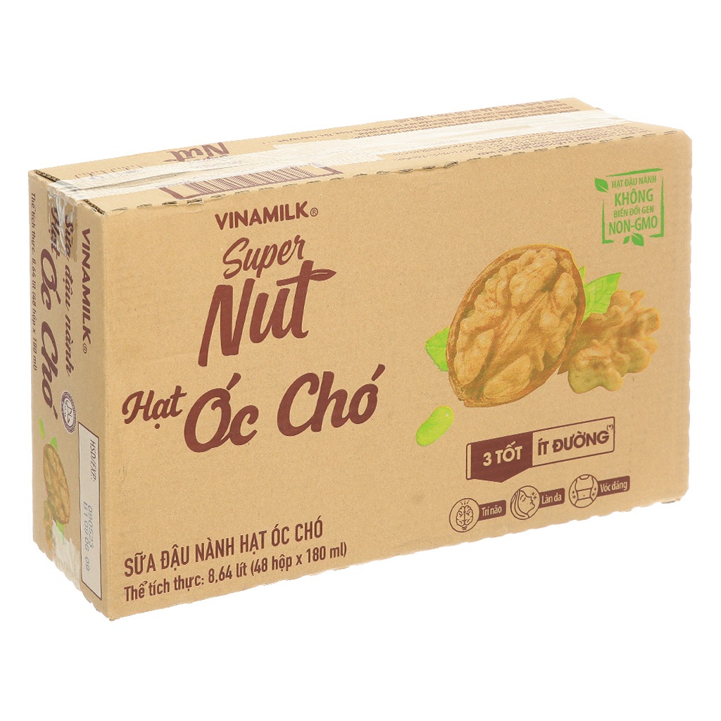 Vinamilk Super Nut Soy Milk Walnut Carton Of 48 Boxes Of 180ml