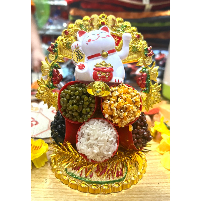 Garlic Tower Five Beans / Garlic Tower Real Jade Cat Waving Than Tai