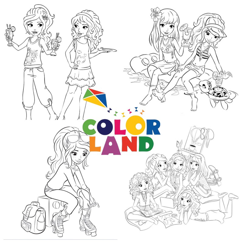 Lego Friends - Set Of 10 A4 A5 Coloring Pictures For Wax, Lead Coloring