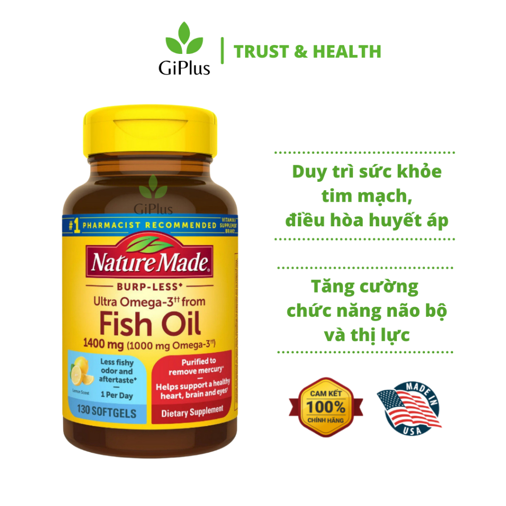 Nature Made Burp Fish Oil Less Ultra Omega3 from Fish Oil 1400mg