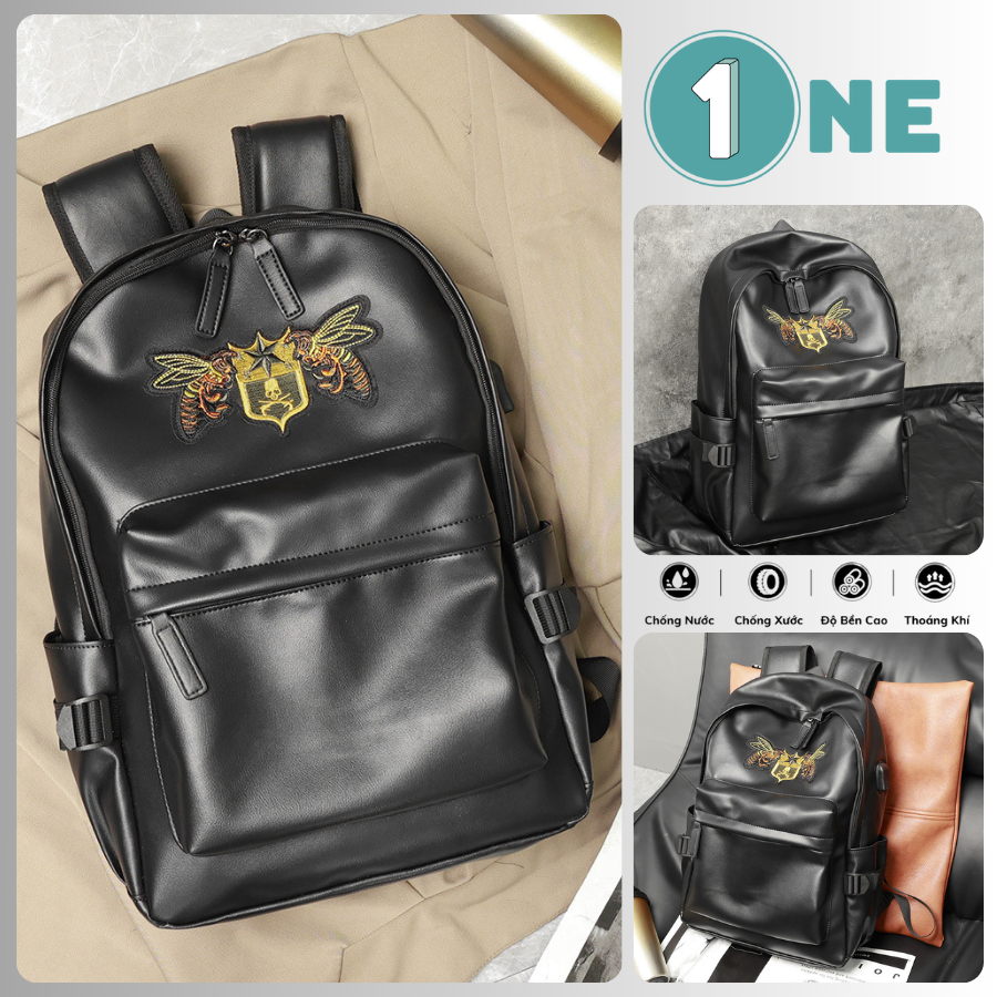 Ulzzang Fashionable Leather Backpack For Men And Women High Quality PU Leather Laptop 15.6 inh Waterproof Youthful Cool Design 030 Shopee Singapore