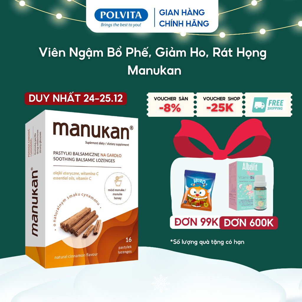 Manukan Lozenge Tablets (The Brand MANUKAN) Cinnamon Flavor, Reduce Dry