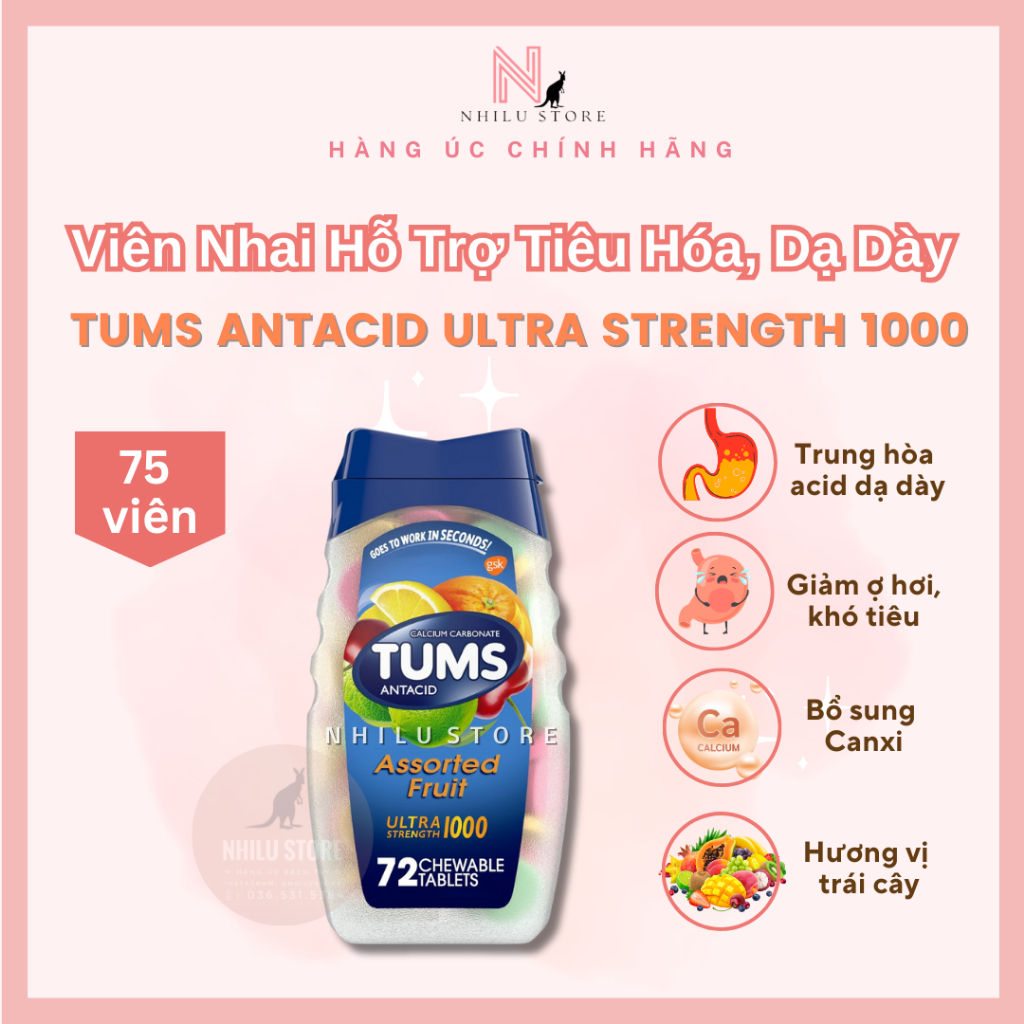 Tums Antacid Ultra Strength 1000 Chewable Tablets For Digestion And