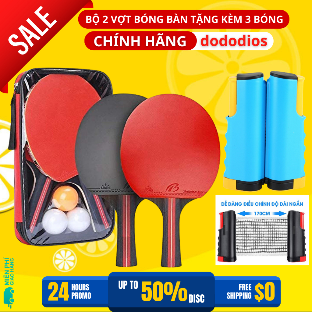 Set Of 2 Table Tennis Rackets Included With 3 Balls, Genuine Dadodios ...