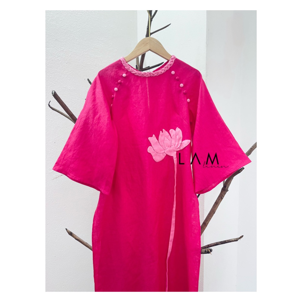 CNY 2024 Tet Ao Dai Wide Ao Dai With Handcrafted Flowers Pink   Vn 11134207 7r98o Lpt2b2kyqlea2f