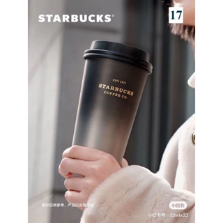 STARBUCKS SS Black & Gold Stanley Thermos 500ml Stainless Tumbler Korea  Official 