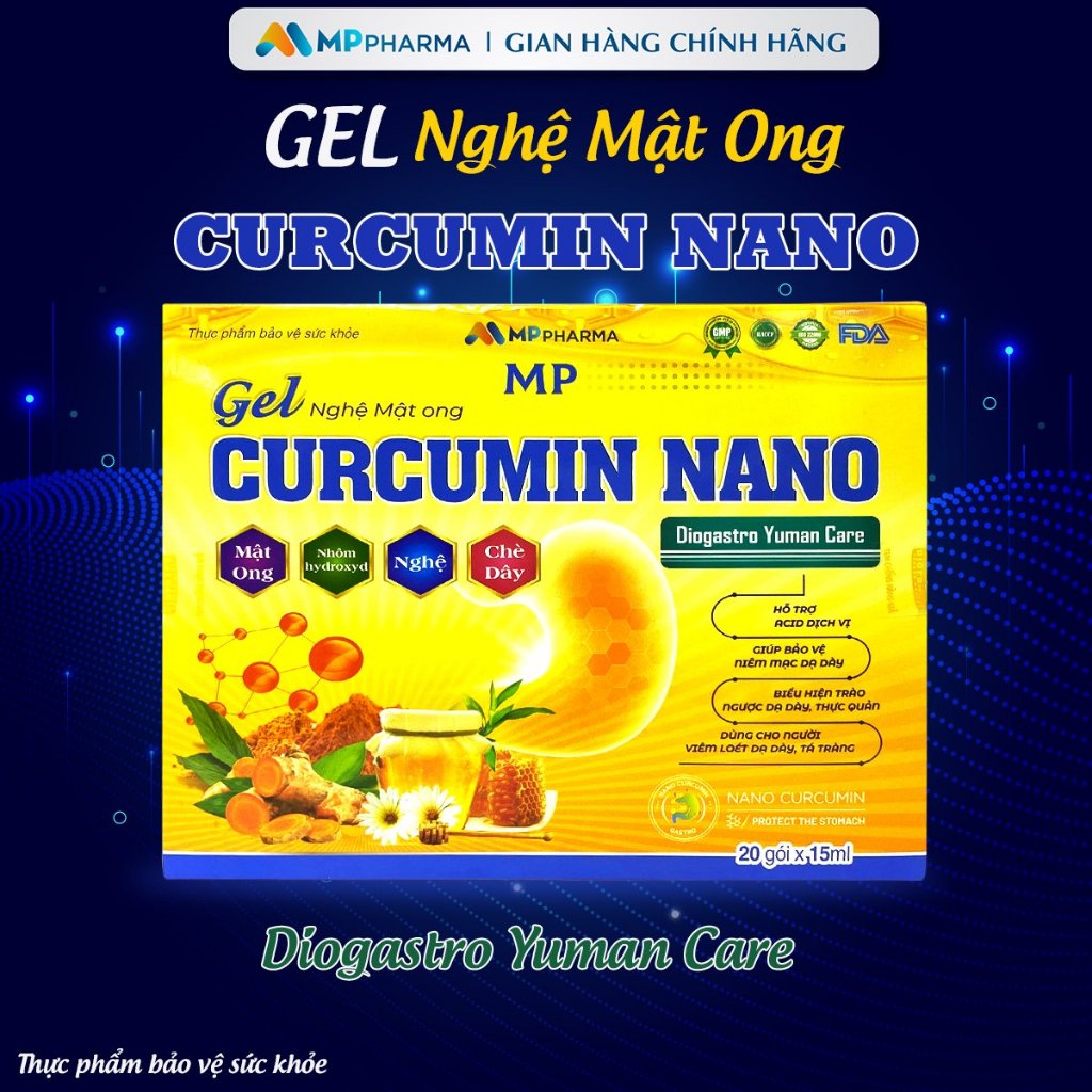 Curcumin NANO MP Pharma Honey Turmeric Gel Reduce Stomach Ulcers, Duodenum Box Of 20