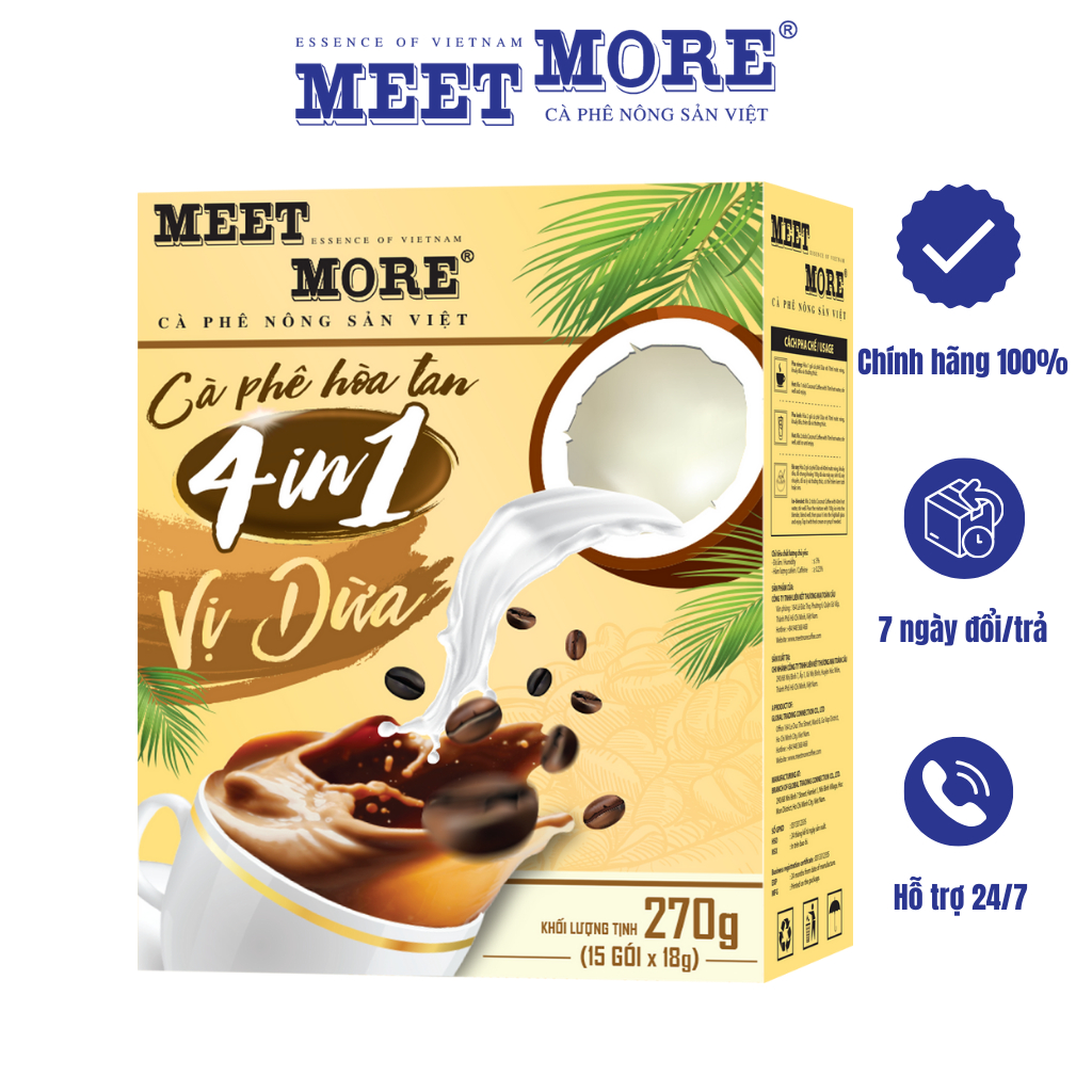 Meet More Coconut Instant Coffee Box (15 Packs x 18g) Shopee Singapore