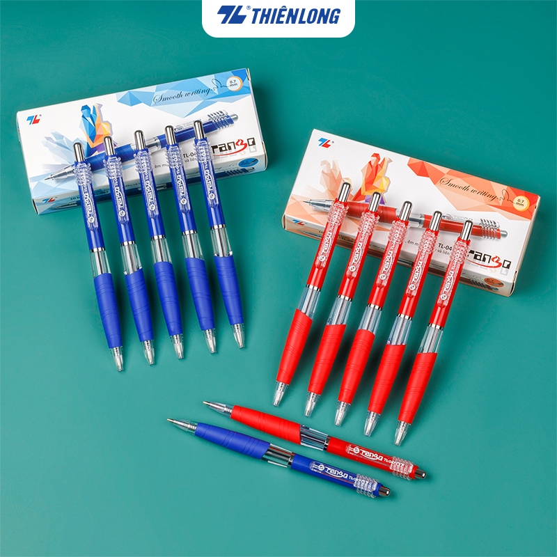 Combo 5/10/20 Thien Long ballpoint pen TL-047 0.7mm blue/red/black ink ...