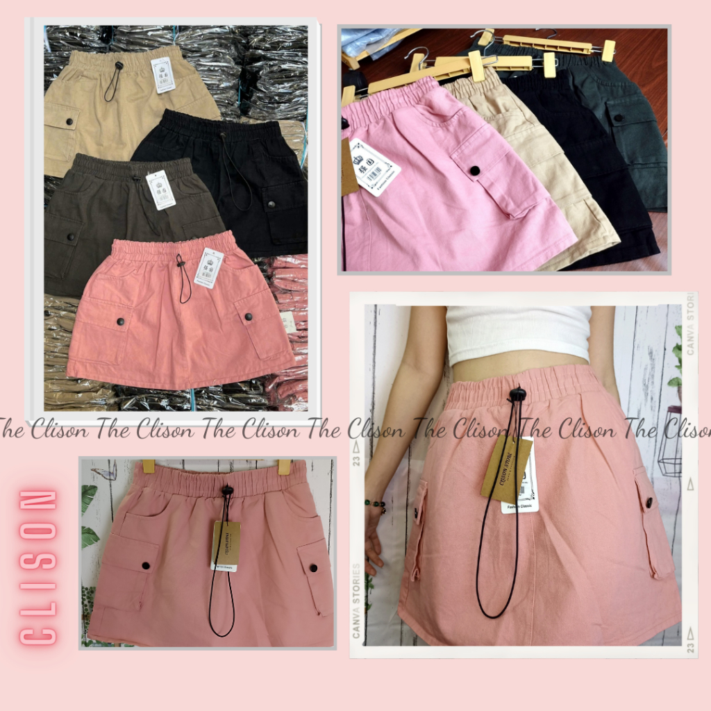 Clison Drawstring Elastic Back Skirts With American Street Style For Women With Protective Pants