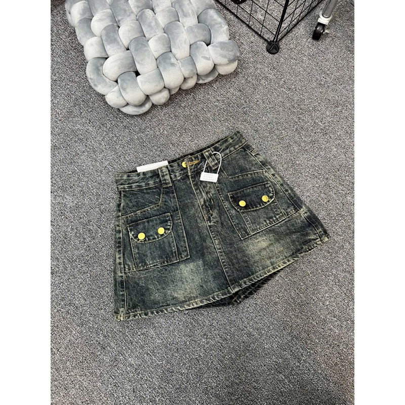 High waisted jean outlet skirt yellow