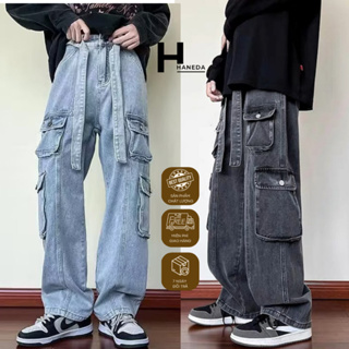 Japanese Style Men Jeans Vintage Loose Denim Cargo Pants Streetwear Hip Hop  Harem Jeans Men Sky Blue 34 at  Men's Clothing store
