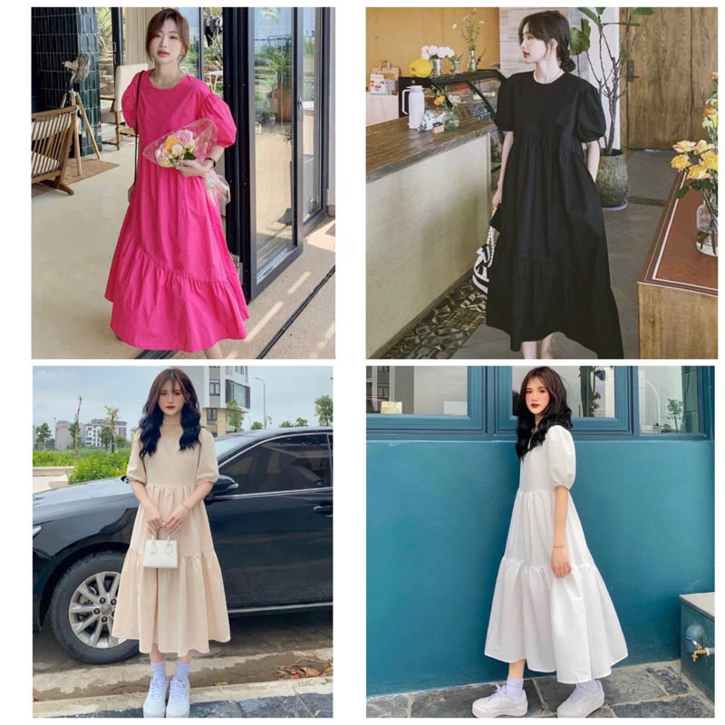 Freesize dress with round neck wide form 8 colors | Shopee Singapore