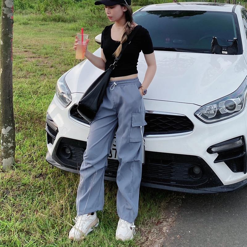 Women's Retro Drawstring Khaki Pants Shopee Singapore