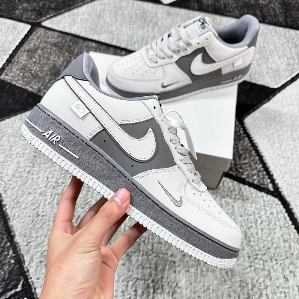 Air force 1 on sale white and gray