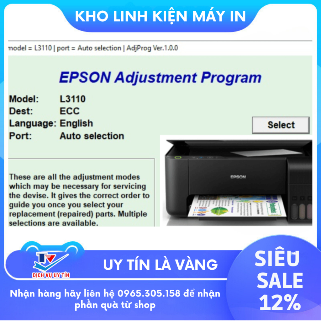 Key reset counter Waste Color Inkjet Printer Epson L3110 L1110 Cheap