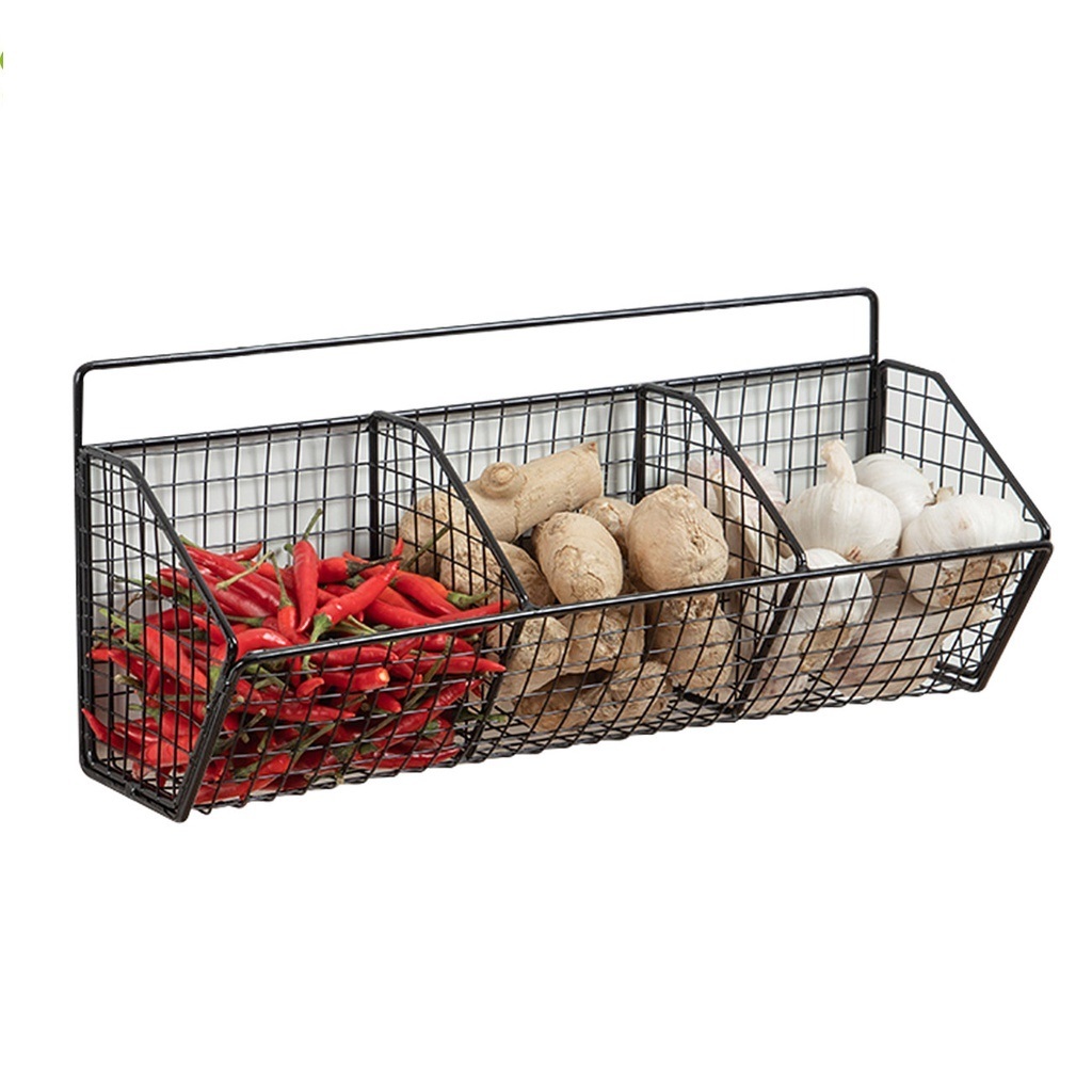 Kitchen Spice Rack. Divided Onion and Garlic Rack - Wall Mounted Iron ...
