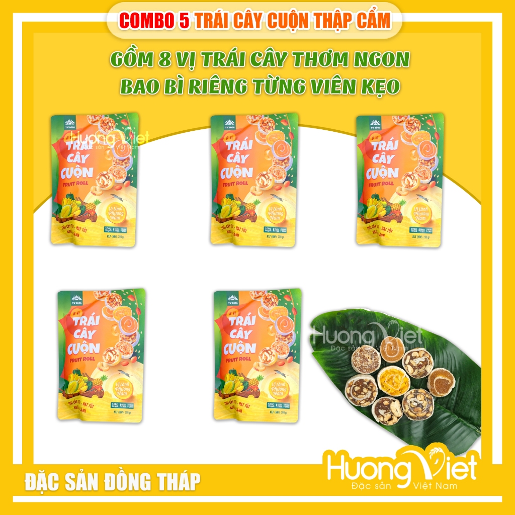 Combo 5 Fruit Rolls Of Tu Bong Rice Paper, Mixed Fruit Jam Includes 8 ...