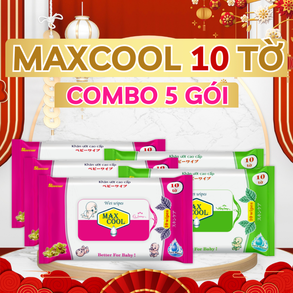 Combo of 05 packs of premium wet tissues of 10 Max Cool sheets (GENUINE ...