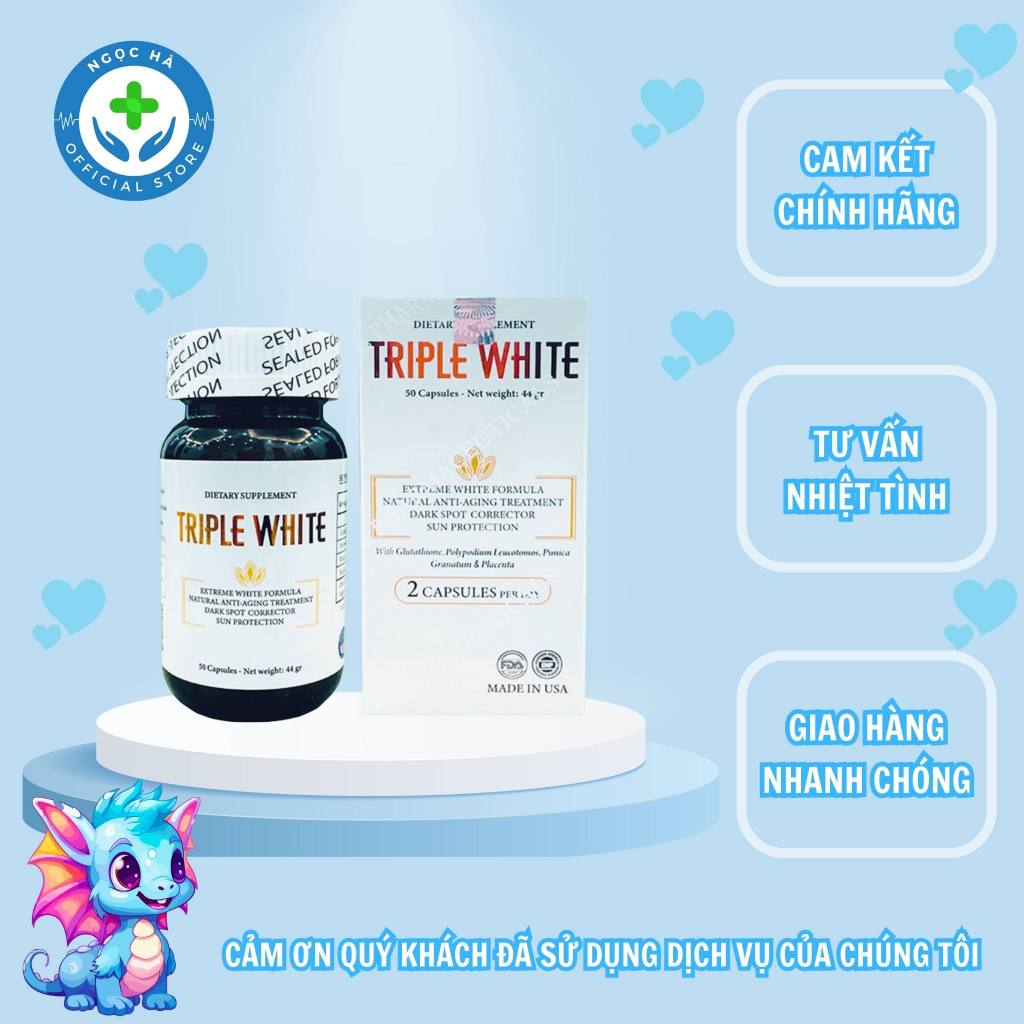 Triple White Imported Genuine Sunscreen, White Skin Tablets 50 Tablets ...