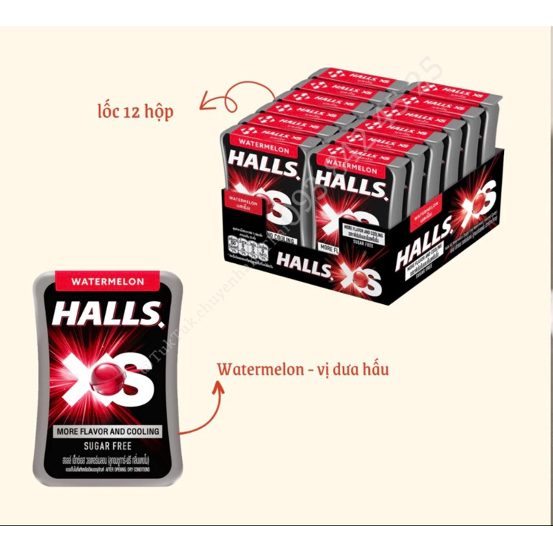 Halls Xs Sugar-Free Watermelon Lozenges Box Helps Freshen Mouth, Cough ...