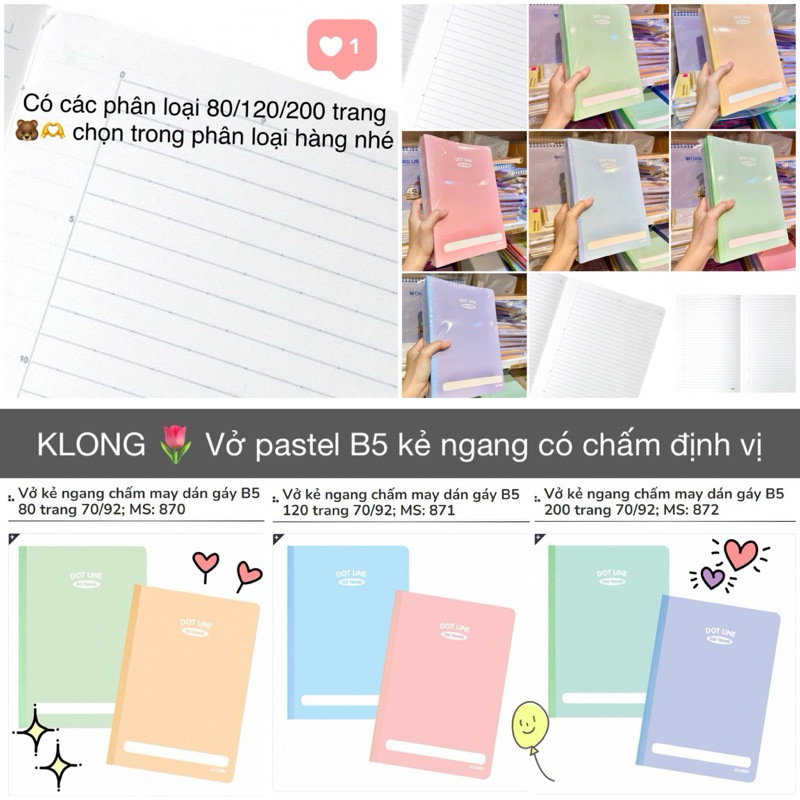 KLONG - Notebook with dotted horizontal lines and sewn at the spine B5 ...
