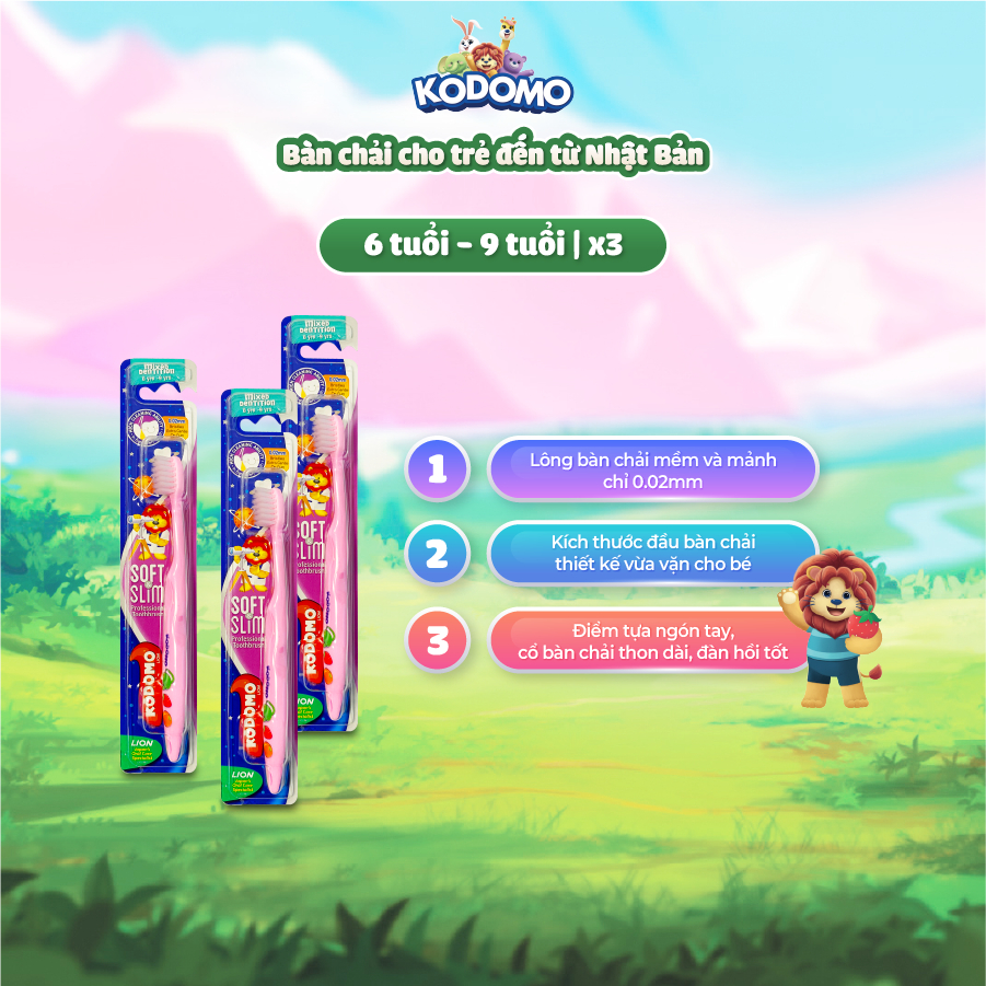 Combo 3 KODOMO Children'S Toothbrushes (6 years 9 years old) Shopee