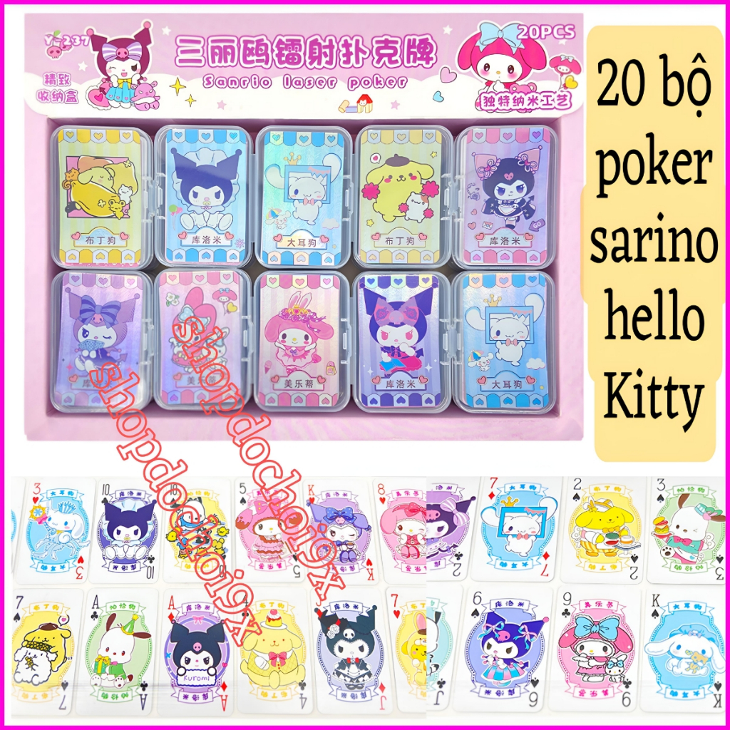 Tray of 20 sets of sanrio poker cards, mini sanrio poker cards ...