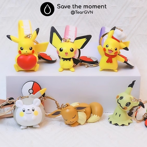 Langbowang Genuine Pokemon Heart Keychains Include Pikachu, Pichu ...