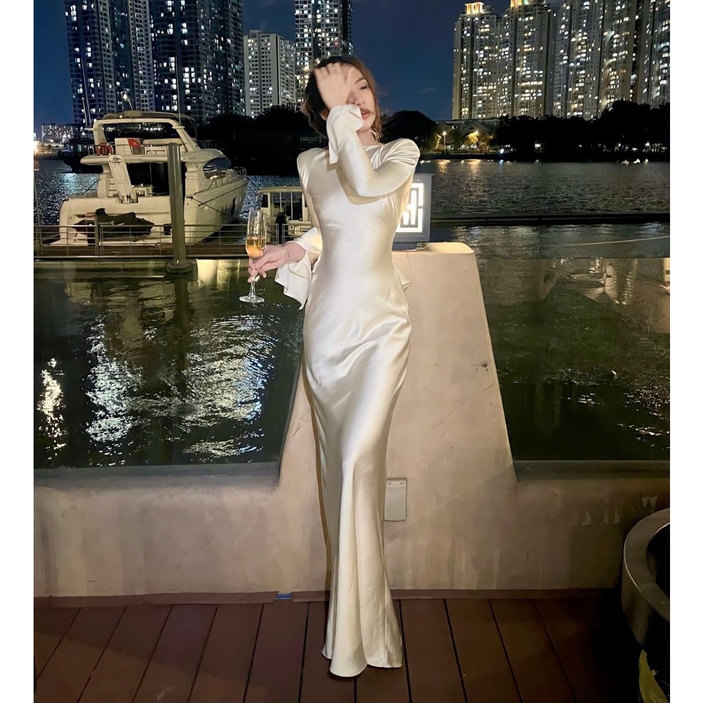 Luxury Backless Long Sleeve Silk Party Dress - Super Flattering Backless  Long Sleeve Silk Party Dress - Kara Long Sleeve Dress