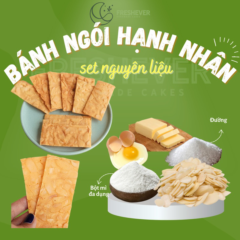 Tile cake making set with full ingredients and finished almond slices ...