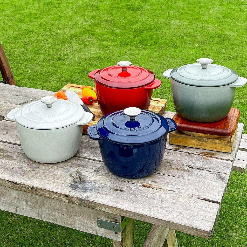 Oceno Tall Cast Iron Pot with Ceramic Enamel 20x13cm Can Be Used on All ...