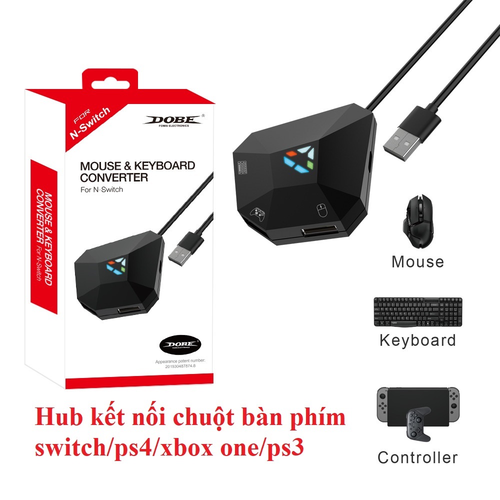 Hub adapter connecting mouse and keyboard for nintendo switch