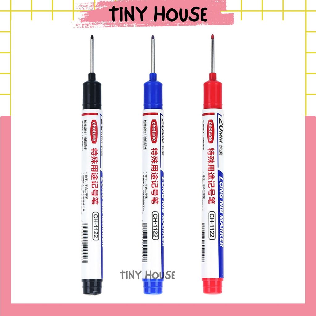 10-Pack Long Nib Deep Hole Markers – Quick-Dry Waterproof Carpenter Pens For Wood, Metal, Concrete & DIY