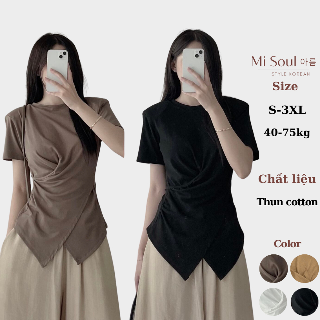 MiSoul BigSize Round Neck Twist Waist T-Shirt, short sleeve BigSize ...