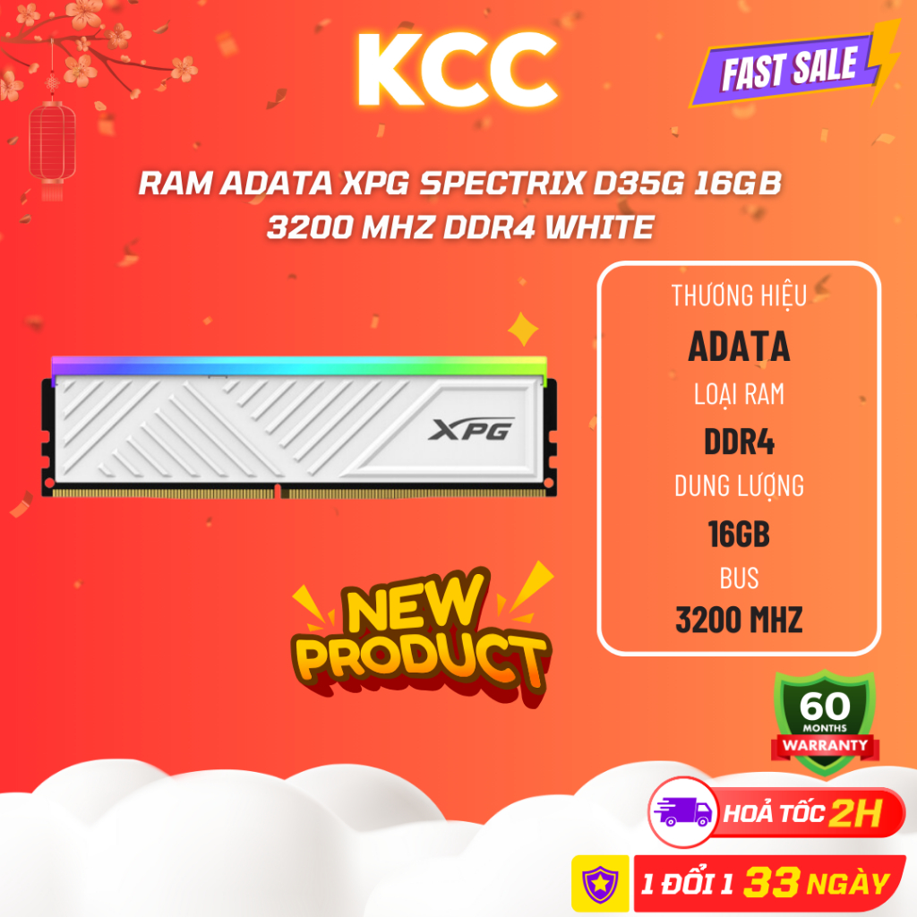 Adata Ram XPG SPECTRIX D35G 8GB 16GB 3200 Mhz DDR4 Black / White - New ...