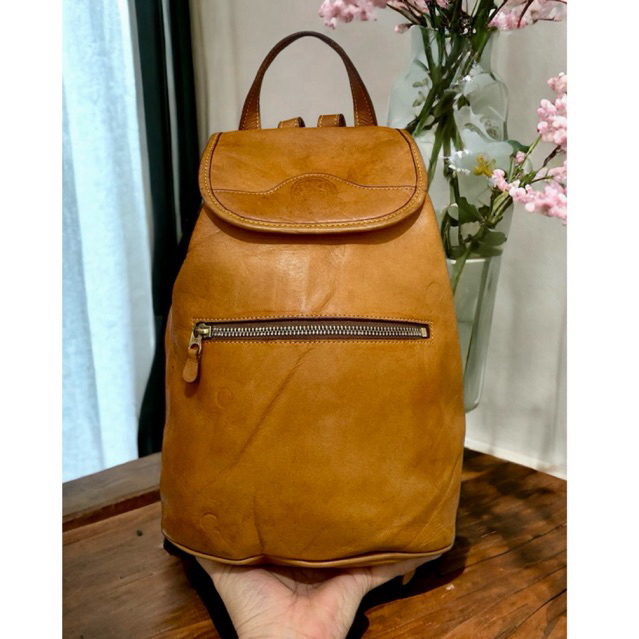 Wooden leather backpack made in Japan, size 22 wide, 30 high | Shopee ...