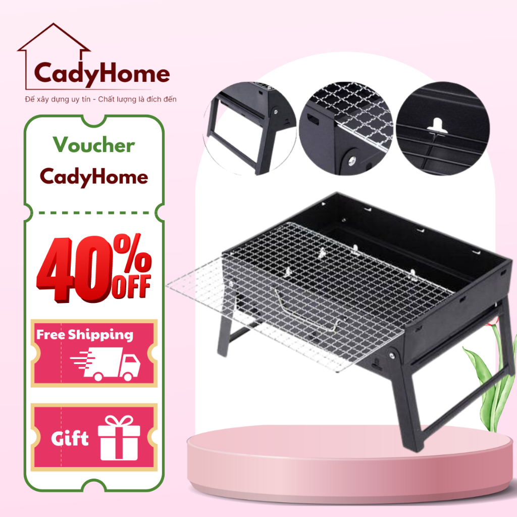 Cadyhome Stainless Steel Folding Charcoal Grill With 304 Stainless