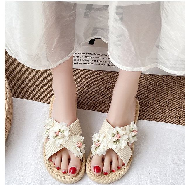 - [Ready Stock size] Women'S Sedge Slippers With Cross Straps With ...