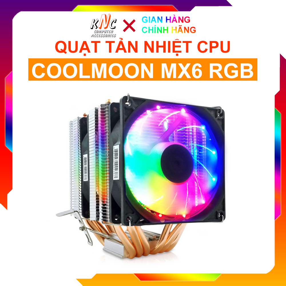 Coolmoon Snowman MX6 CPU Cooler Fan Static Bright RGB Led 6 Copper ...