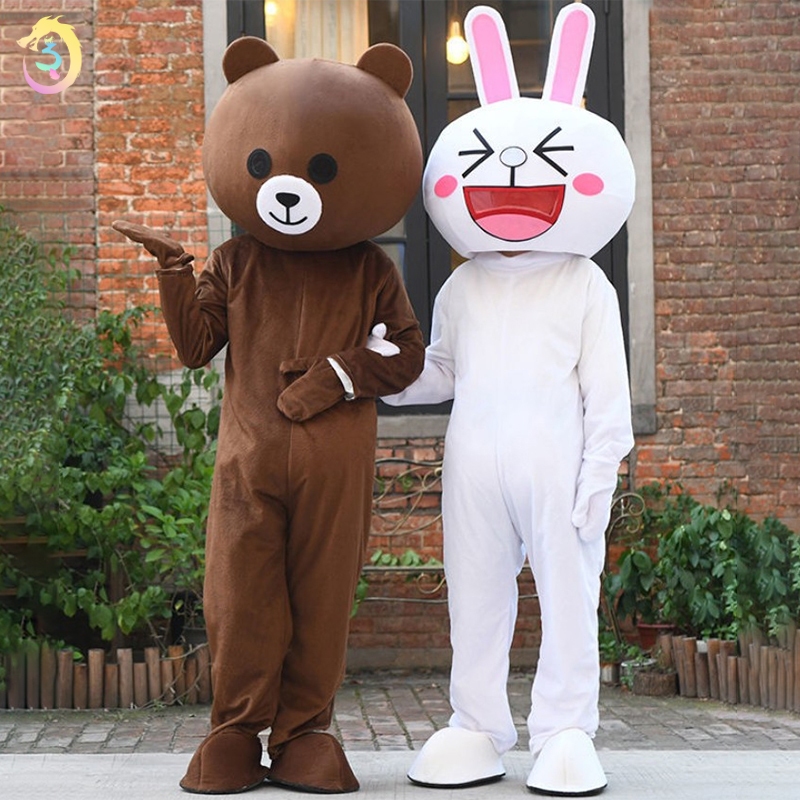 Mascot Bear Brown Rabbit Cony Clothes White Rabbit Costume Brown Bear ...