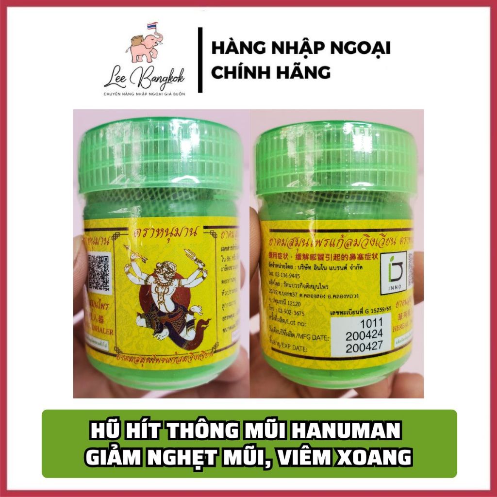 Hanuman Herbal Nasal Clearing Inhaler Jar Four-Faced God Statue Scorpio ...